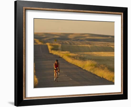 Road Bicycling Near Great Falls, Montana, Usa-Chuck Haney-Framed Photographic Print