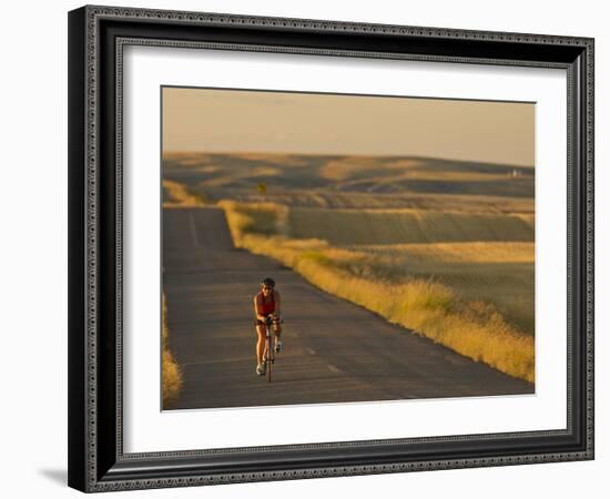 Road Bicycling Near Great Falls, Montana, Usa-Chuck Haney-Framed Photographic Print