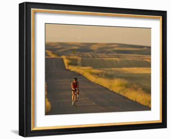 Road Bicycling Near Great Falls, Montana, Usa-Chuck Haney-Framed Photographic Print