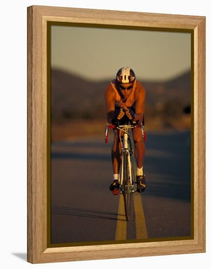 Road Biker, Santa Fe, New Mexico, USA-Lee Kopfler-Framed Premier Image Canvas