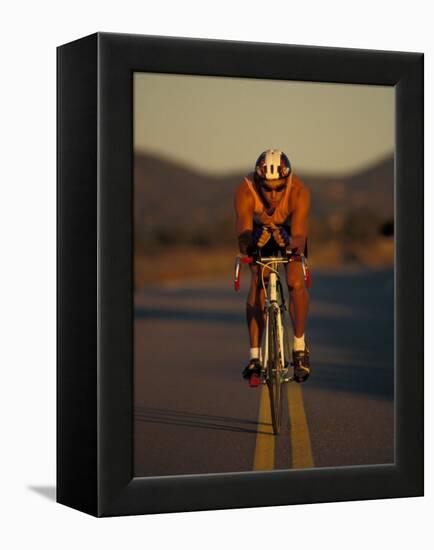 Road Biker, Santa Fe, New Mexico, USA-Lee Kopfler-Framed Premier Image Canvas