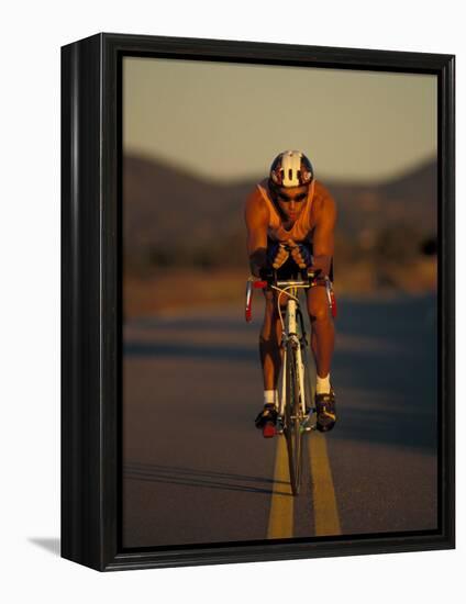 Road Biker, Santa Fe, New Mexico, USA-Lee Kopfler-Framed Premier Image Canvas