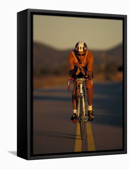 Road Biker, Santa Fe, New Mexico, USA-Lee Kopfler-Framed Premier Image Canvas