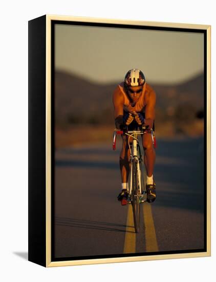 Road Biker, Santa Fe, New Mexico, USA-Lee Kopfler-Framed Premier Image Canvas