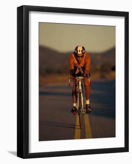 Road Biker, Santa Fe, New Mexico, USA-Lee Kopfler-Framed Photographic Print