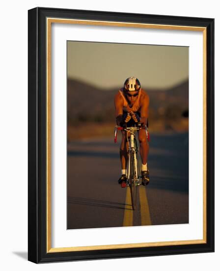 Road Biker, Santa Fe, New Mexico, USA-Lee Kopfler-Framed Photographic Print