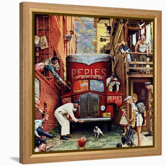 "Road Block", July 9,1949-Norman Rockwell-Framed Premier Image Canvas