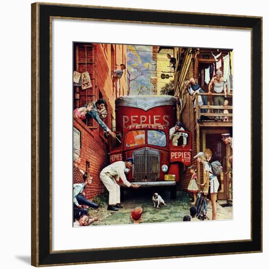 "Road Block", July 9,1949-Norman Rockwell-Framed Giclee Print