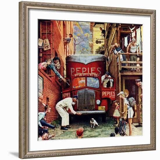 "Road Block", July 9,1949-Norman Rockwell-Framed Giclee Print