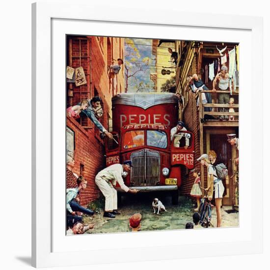 "Road Block", July 9,1949-Norman Rockwell-Framed Giclee Print