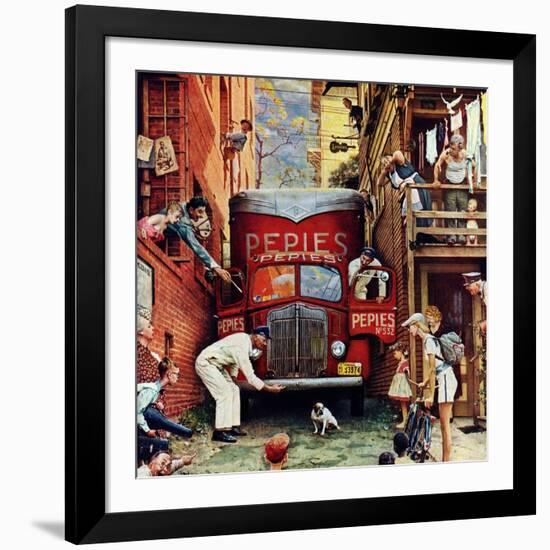 "Road Block", July 9,1949-Norman Rockwell-Framed Giclee Print