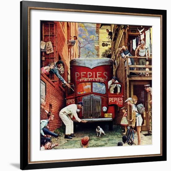 "Road Block", July 9,1949-Norman Rockwell-Framed Giclee Print