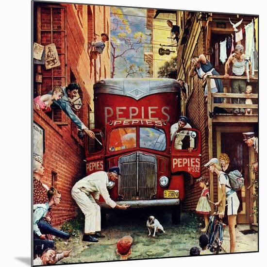 "Road Block", July 9,1949-Norman Rockwell-Mounted Giclee Print