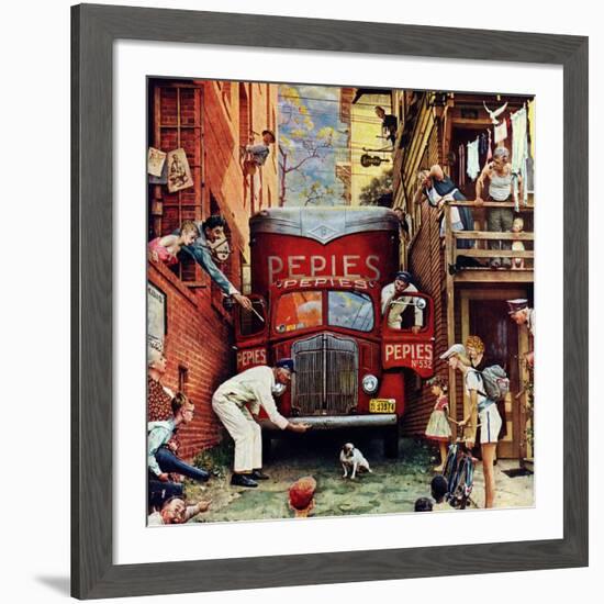 "Road Block", July 9,1949-Norman Rockwell-Framed Giclee Print