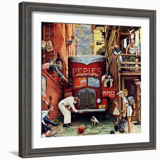 "Road Block", July 9,1949-Norman Rockwell-Framed Giclee Print