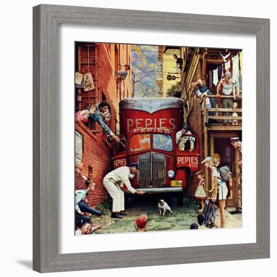 "Road Block", July 9,1949-Norman Rockwell-Framed Giclee Print