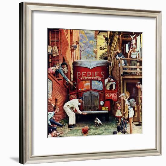 "Road Block", July 9,1949-Norman Rockwell-Framed Giclee Print