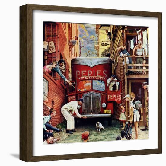 "Road Block", July 9,1949-Norman Rockwell-Framed Giclee Print