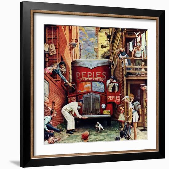 "Road Block", July 9,1949-Norman Rockwell-Framed Giclee Print