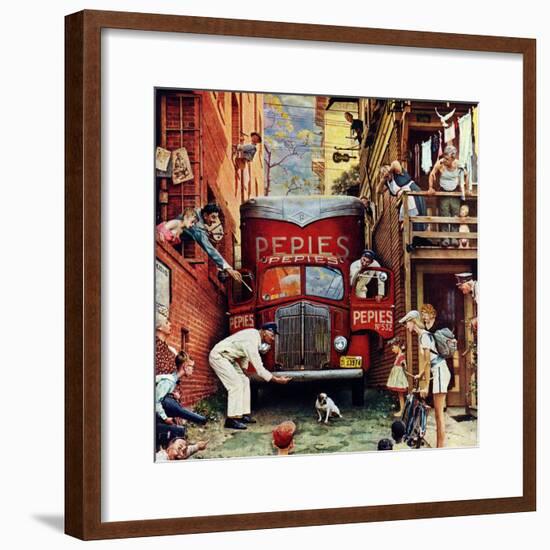 "Road Block", July 9,1949-Norman Rockwell-Framed Giclee Print