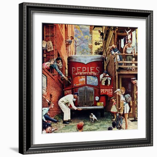 "Road Block", July 9,1949-Norman Rockwell-Framed Giclee Print