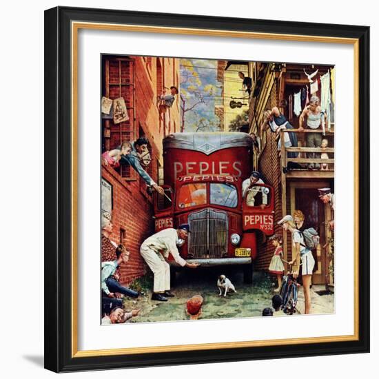 "Road Block", July 9,1949-Norman Rockwell-Framed Giclee Print