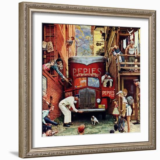 "Road Block", July 9,1949-Norman Rockwell-Framed Premium Giclee Print