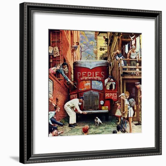 "Road Block", July 9,1949-Norman Rockwell-Framed Premium Giclee Print