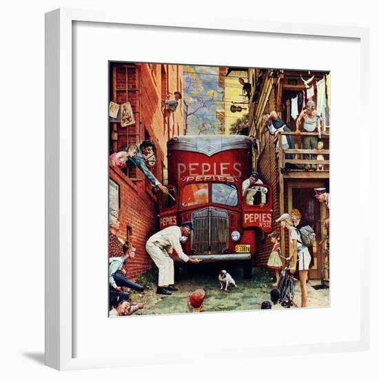 "Road Block", July 9,1949-Norman Rockwell-Framed Premium Giclee Print