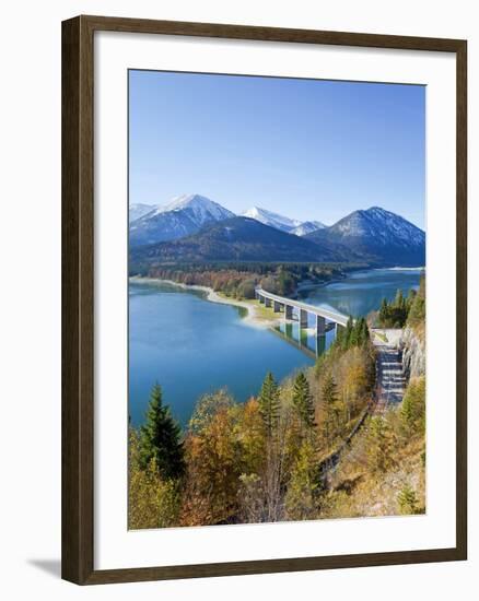 Road Bridge Over Lake Sylvenstein, With Mountains in the Background, Bavaria, Germany, Europe-Gavin Hellier-Framed Photographic Print