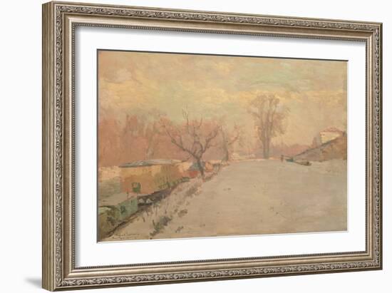 Road by the Seine at Neuilly in Winter, C.1888-Alberto Pasini-Framed Giclee Print