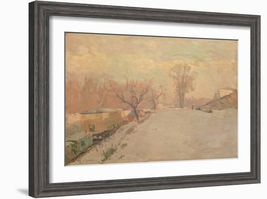 Road by the Seine at Neuilly in Winter, C.1888-Alberto Pasini-Framed Giclee Print