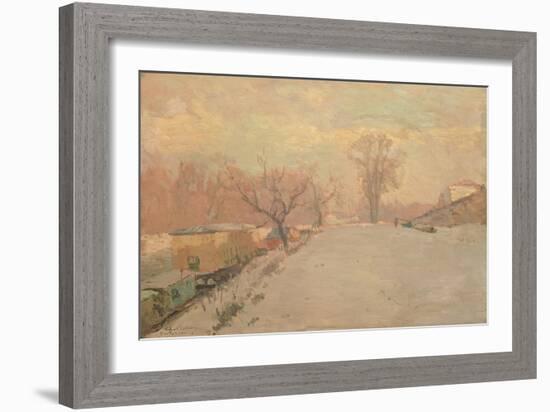 Road by the Seine at Neuilly in Winter, C.1888-Alberto Pasini-Framed Giclee Print