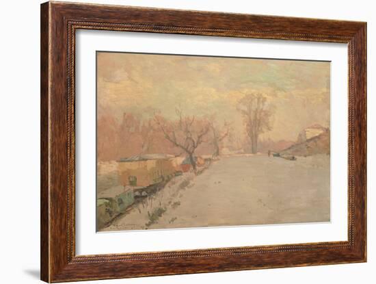 Road by the Seine at Neuilly in Winter, C.1888-Alberto Pasini-Framed Giclee Print