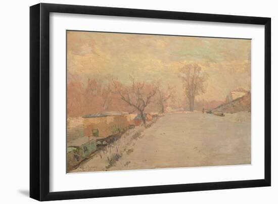 Road by the Seine at Neuilly in Winter, C.1888-Alberto Pasini-Framed Giclee Print