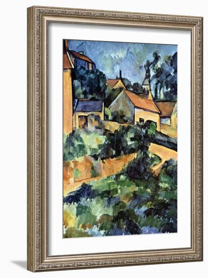 Road Curve in Montgerout-Paul C?zanne-Framed Art Print