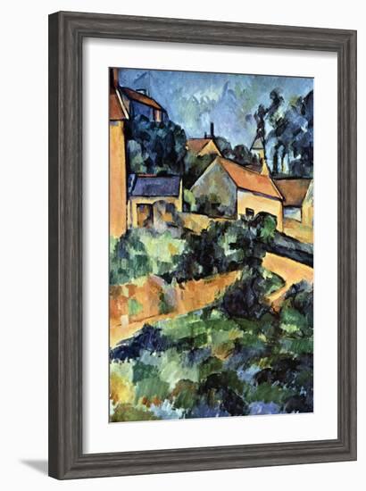 Road Curve in Montgerout-Paul C?zanne-Framed Art Print