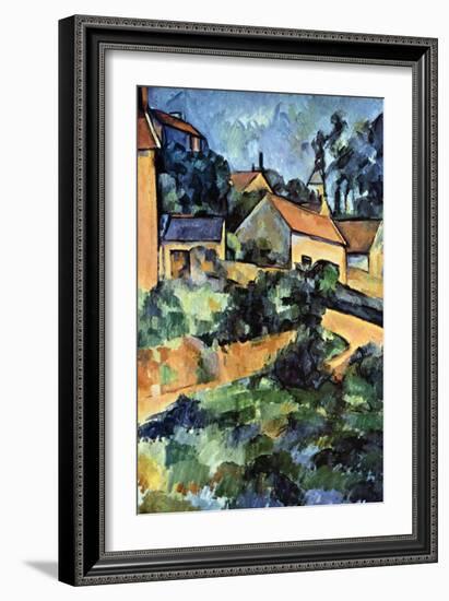 Road Curve in Montgerout-Paul C?zanne-Framed Art Print