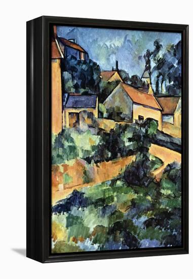 Road Curve In Montgerout-Paul Cézanne-Framed Stretched Canvas