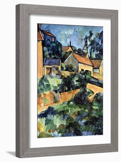 Road Curve In Montgerout-Paul Cézanne-Framed Art Print