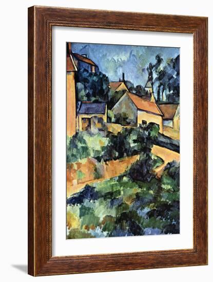 Road Curve In Montgerout-Paul Cézanne-Framed Art Print