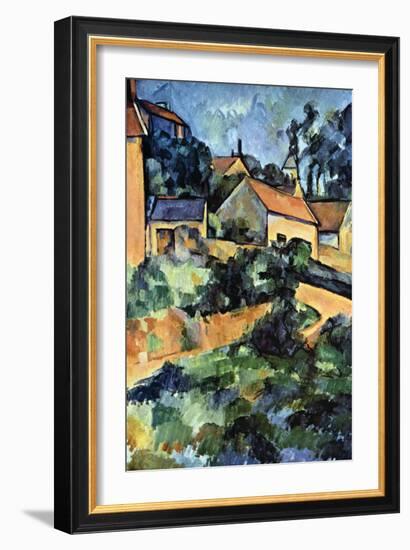 Road Curve In Montgerout-Paul Cézanne-Framed Art Print