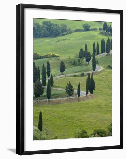 Road From Pienza to Montepulciano, Monticchiello, Val D'Orcia, Tuscany, Italy-Sergio Pitamitz-Framed Photographic Print