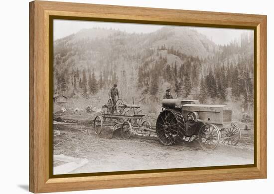 Road Grader Pulled by a Steel Wheeled Tractor in Alaska's Tanana Valley in 1916-null-Framed Stretched Canvas