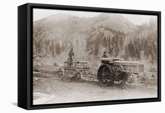 Road Grader Pulled by a Steel Wheeled Tractor in Alaska's Tanana Valley in 1916-null-Framed Stretched Canvas