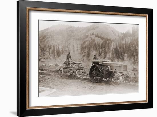 Road Grader Pulled by a Steel Wheeled Tractor in Alaska's Tanana Valley in 1916-null-Framed Photo