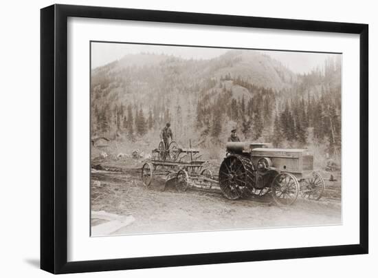 Road Grader Pulled by a Steel Wheeled Tractor in Alaska's Tanana Valley in 1916-null-Framed Photo