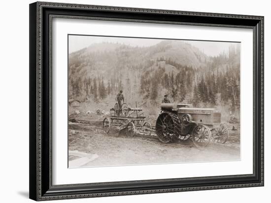 Road Grader Pulled by a Steel Wheeled Tractor in Alaska's Tanana Valley in 1916-null-Framed Photo