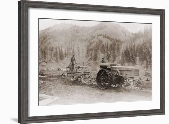 Road Grader Pulled by a Steel Wheeled Tractor in Alaska's Tanana Valley in 1916-null-Framed Photo