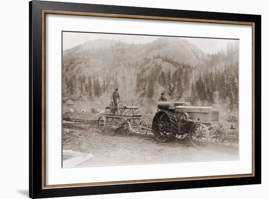 Road Grader Pulled by a Steel Wheeled Tractor in Alaska's Tanana Valley in 1916-null-Framed Photo